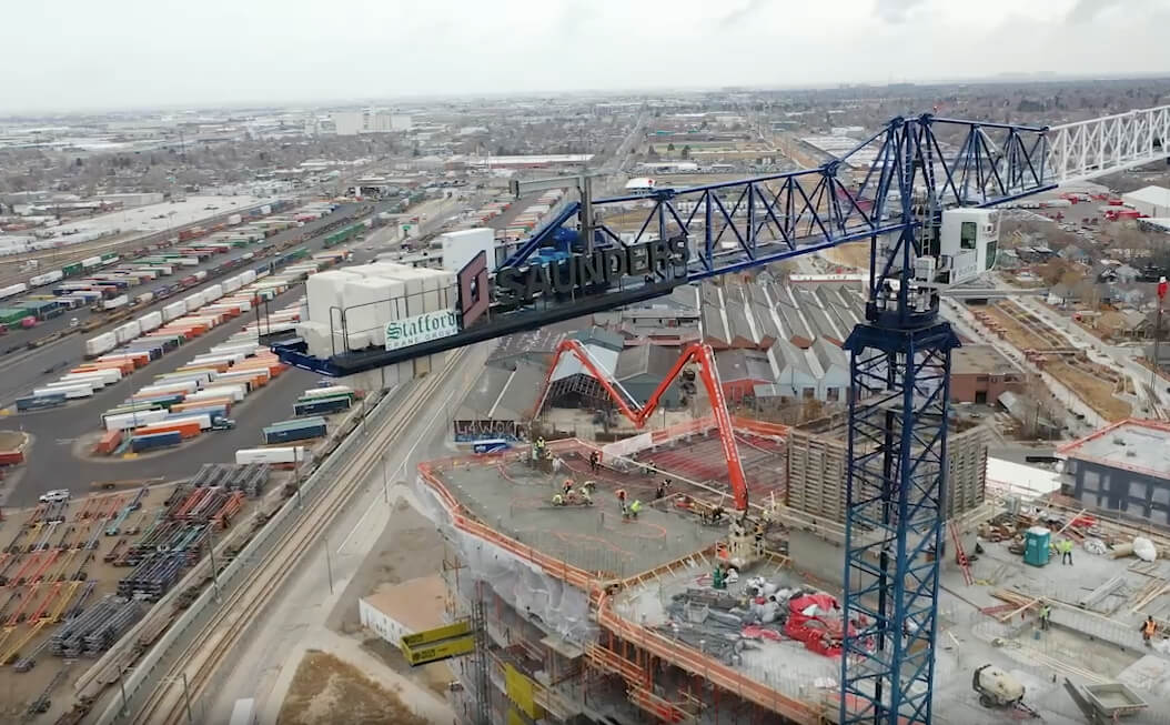 Saunders Construction crane in Denver